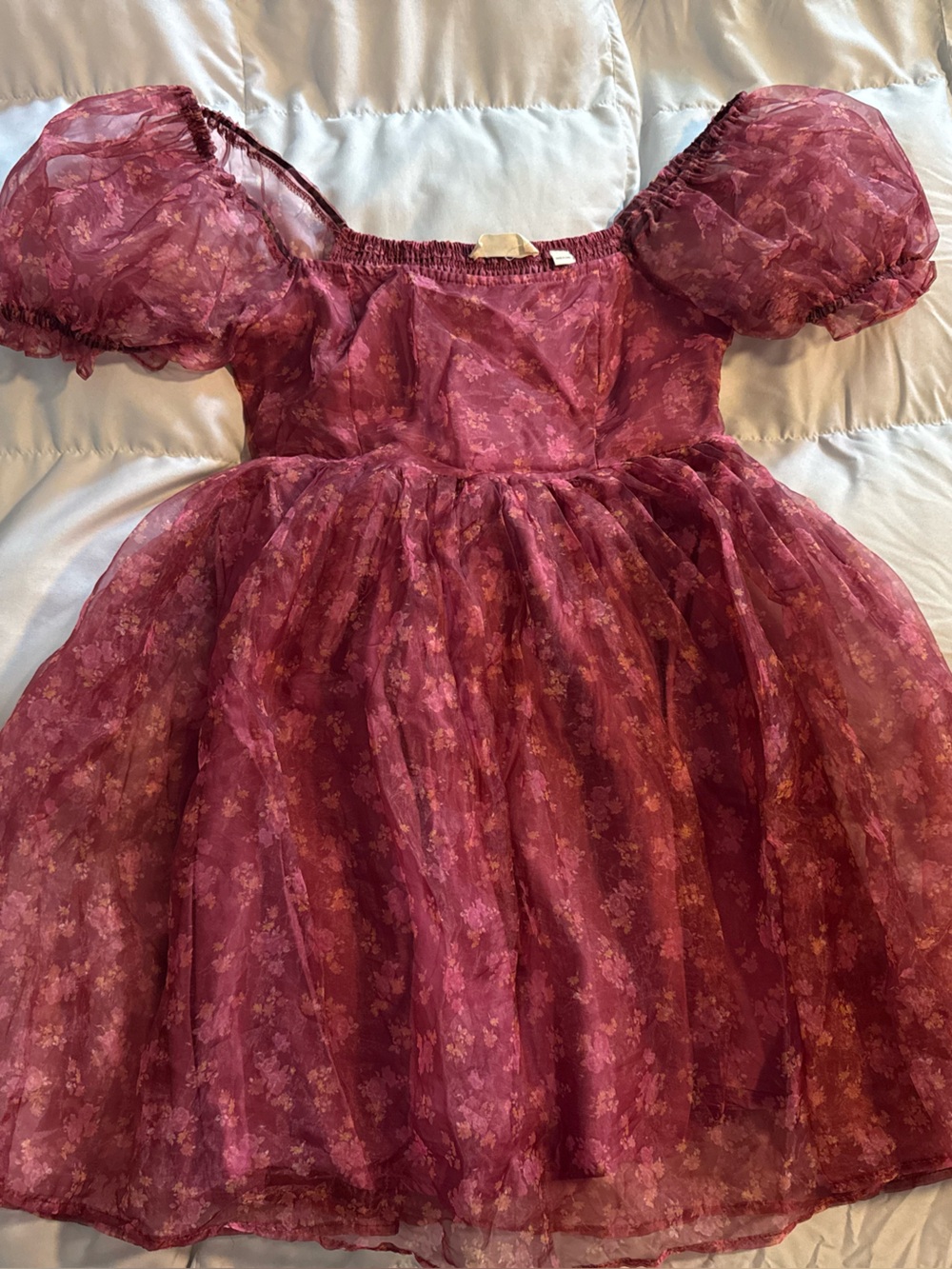 Altar’d State Floral Puff-Sleeve Party Dress